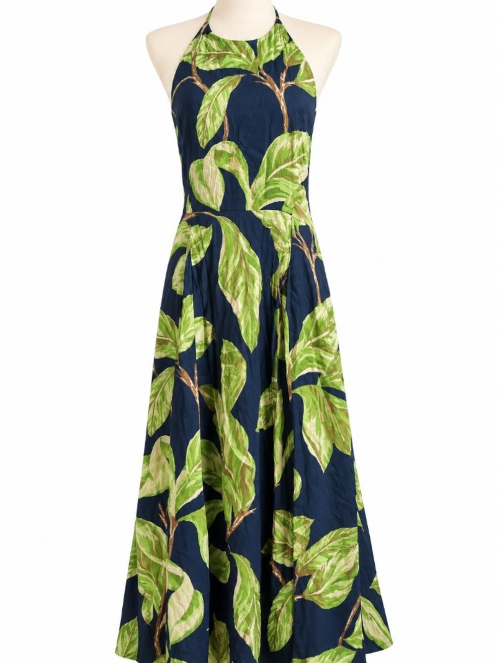Ann Taylor Amalfi Tropical Leaf Halter Dress